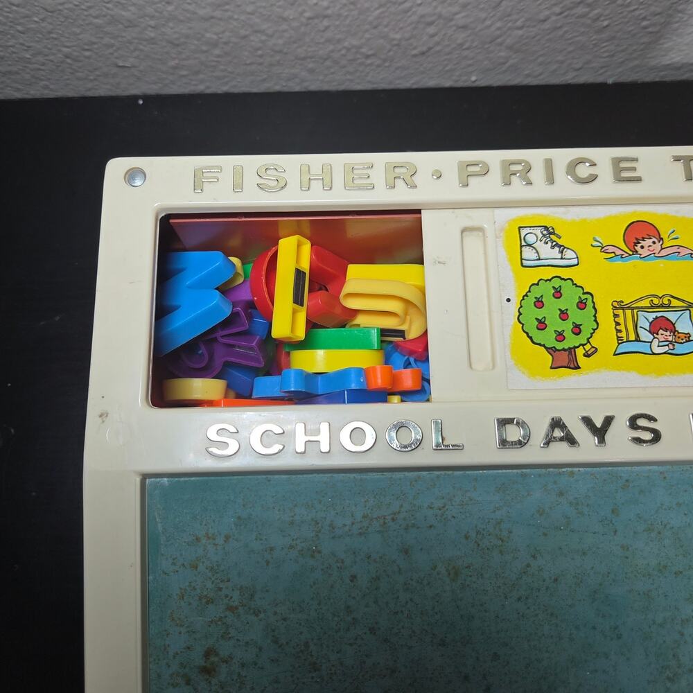Vintage 1972 Fisher Price School Days Desk + Magnetic Letters Cards Incomplete - Picture 9 of 12